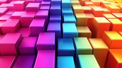 Modern colorful abstract 3d render with smooth radiant forms creating a bold glowing gradient background