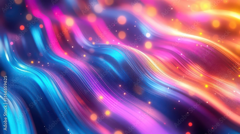 Aufkleber vibrant psychedelic kaleidoscope waves pulsating with glowing neon lights, creating an energizing an