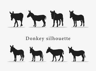  vector hand drawn donkey silhouette