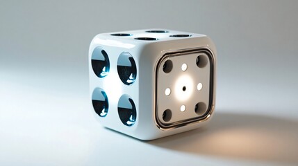White Dice Cube Glowing | Modern Minimalist Design | Abstract Geometric Art