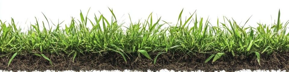 Obraz premium Vibrant Green Grassy Strip: Fresh Summer Meadow with Whispers of Wheat and Nature's Bounty