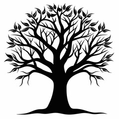 Silent Tree Shadows vector silhouette black design white background