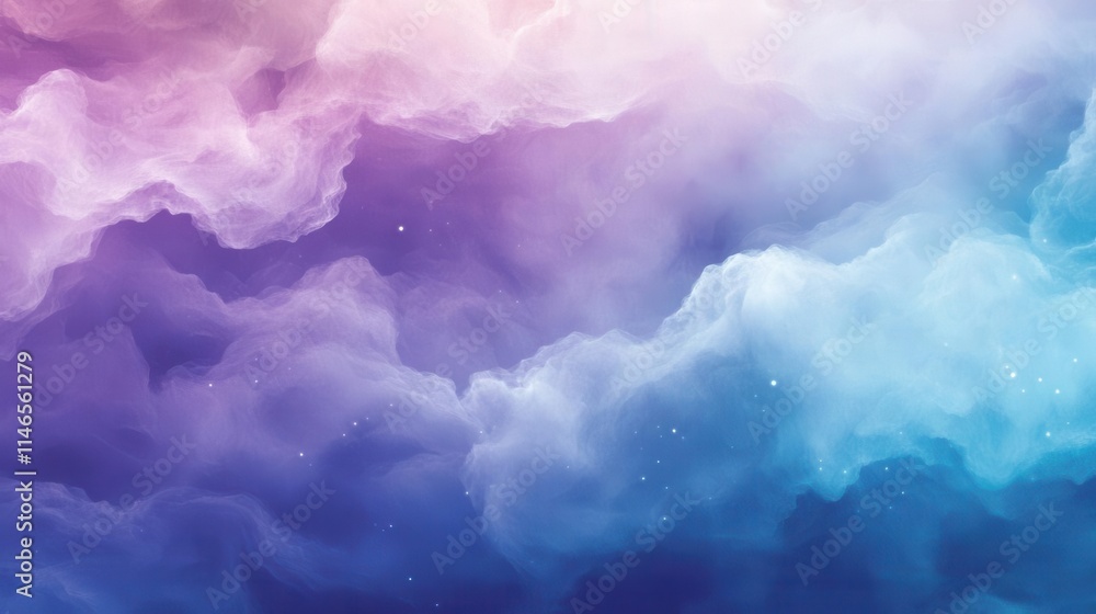 Wall mural abstract cosmic nebula digital art background with mysterious deep space elements, purple and blue g