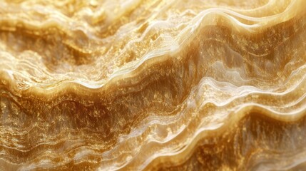 Obraz premium abstract digital 3d illustration depicts glistening waves of golden liquid, shimmering like solid gold, creating a mesmerizing visual effect that captures the eye and evokes luxury