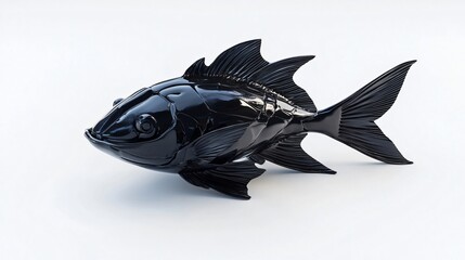 Fototapeta premium Black Fish Sculpture: A Glimpse into the Depths of Modern Art