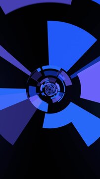 Looping futuristic tunnel intro, Endless infinite technological sci fi tunnel animation, Camera fly through hud elements