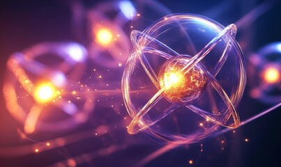 Glowing orbs, energy trails, abstract artwork.