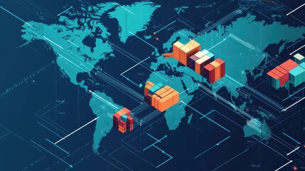 Global Supply Chain Network Visualization Concept