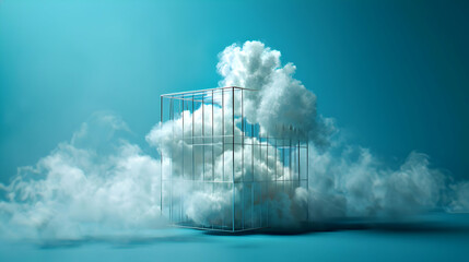 Fototapeta premium 3D Illustration: Clouds in a Glass Cage