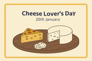 Cheese Lovers Day text banner. inscription card National Cheese Day, january 20th. Vector illustration isolated on solid background.