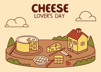 Cheese Lovers Day text banner. inscription card National Cheese Day, january 20th. Vector illustration isolated on solid background.