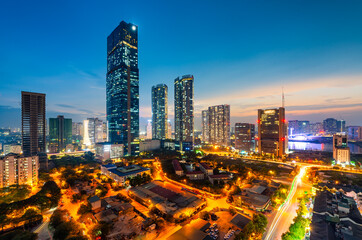 Hanoi city skyline view by twilight period