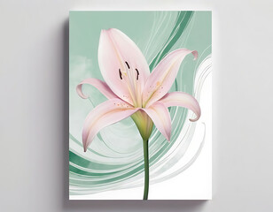 A stunning set of 1 vertical abstract posters featuring smoky lily floral art with soft pastel hues. Ideal for modern decor, combining elegance and subtlety in a seamless design.
