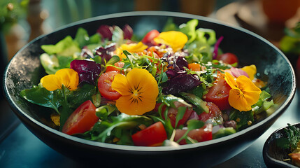 Vibrant Edible Flower Salad Photography