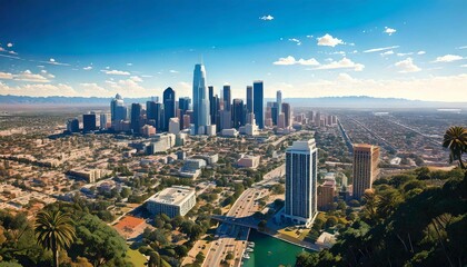 Downtown Los Angeles, Cityscape, Anime Background Art, Scenery, Illustration, Generative AI