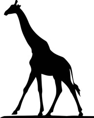 giraffe black silhouettes design Minimal Icon style hand drawn on a white background