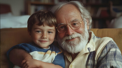 Realistic Photo of Grandfather and Grandson