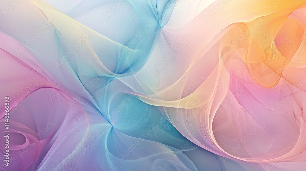 Aufkleber Soft, flowing abstract design with pastel colors creating a serene and calming atmosphere.