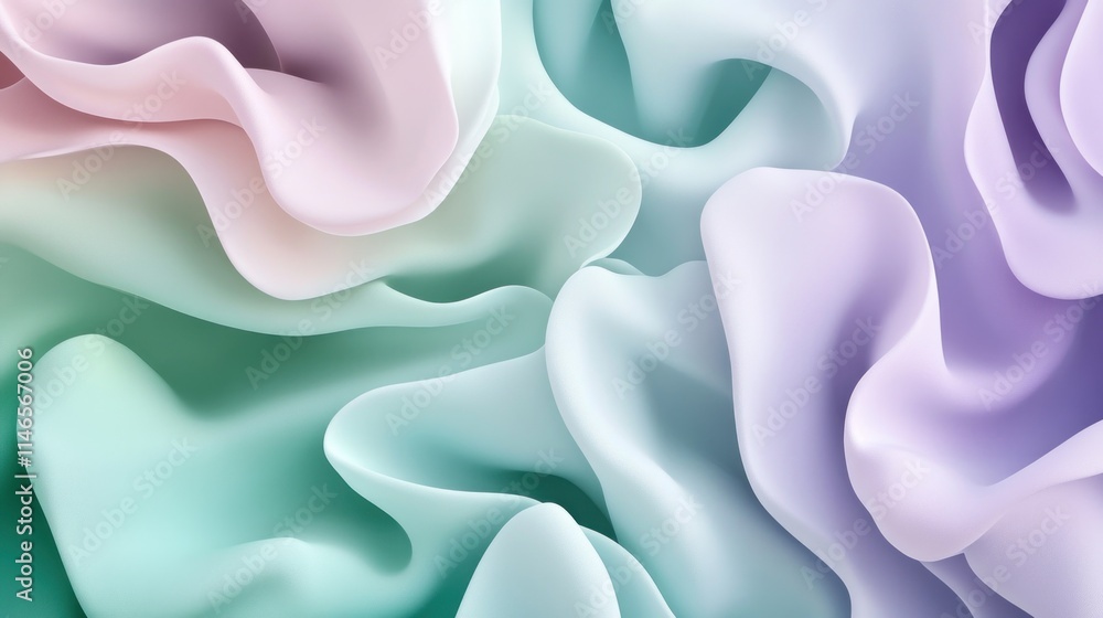 Poster soft, flowing abstract design with pastel colors creating a serene, calming effect.