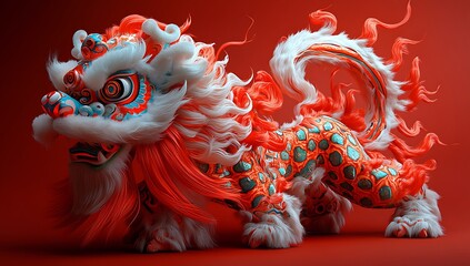 Naklejka premium White and Orange Dragon Toy.