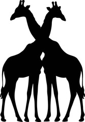 giraffe black silhouettes design Minimal Icon style hand drawn on a white background
