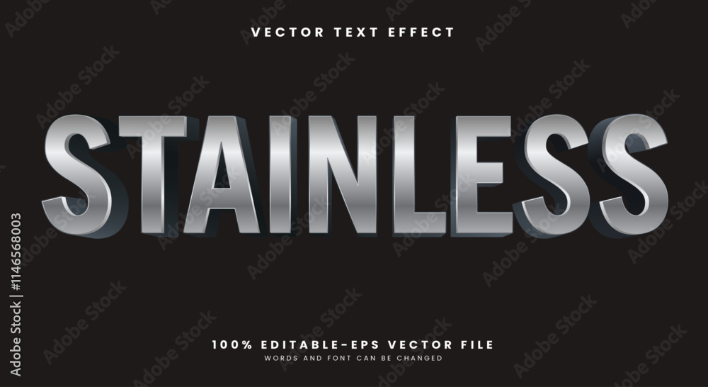 Poster stainless editable text effect template with shiny and elegant text style