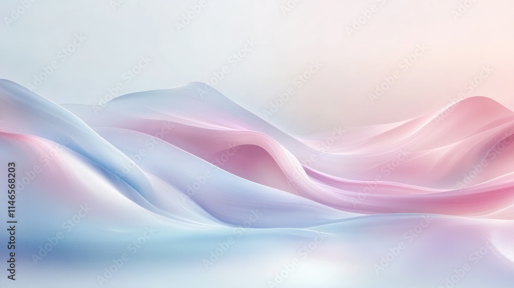 Poster soft, flowing pastel waves create a serene and calming abstract landscape.