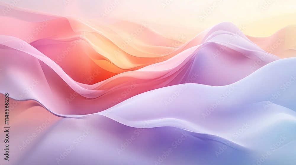 Aufkleber soft, flowing waves of pastel colors create a serene and calming abstract landscape.