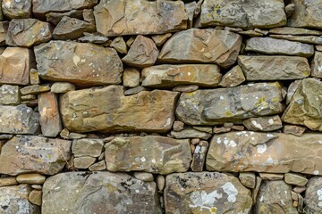 Fototapeta premium Photo of Old grey and brown stone wall. Background texture for backdrops or mapping