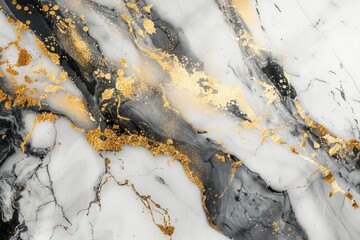  Black and white marble floor pattern with gold veins. Detailed photo textured background