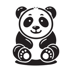 Cute panda silhouette vector illustration