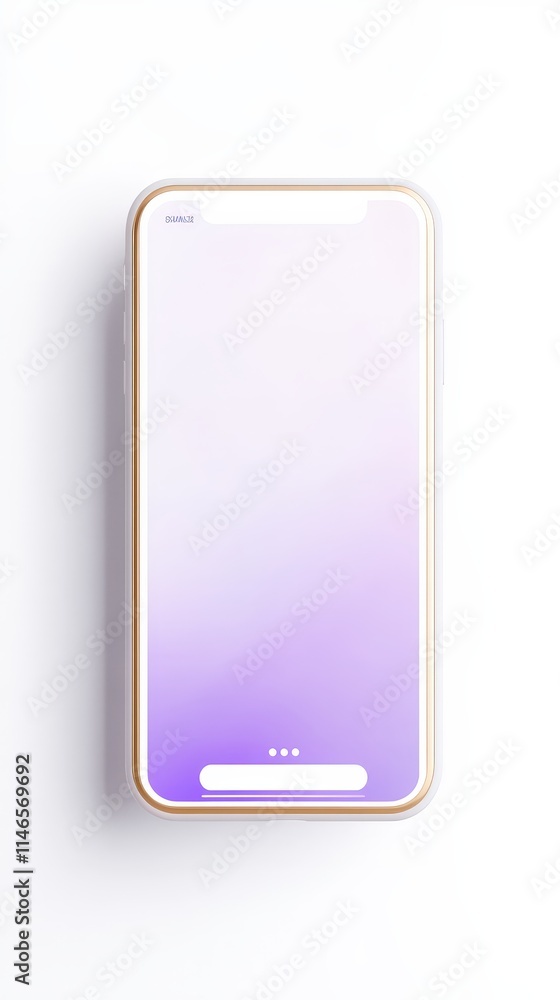 Poster a minimalist smartphone with a gradient purple background, showcasing a sleek design and an empty sc