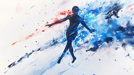 Abstract Watercolor Painting of Human Form in Motion
