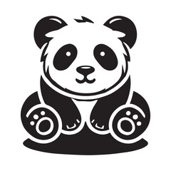 Cute panda silhouette vector illustration