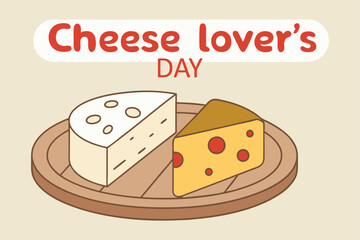 Cheese Lovers Day text banner. inscription card National Cheese Day, january 20th. Vector illustration isolated on solid background.