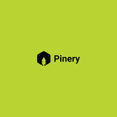 Hexagon and pine tree modern logo design