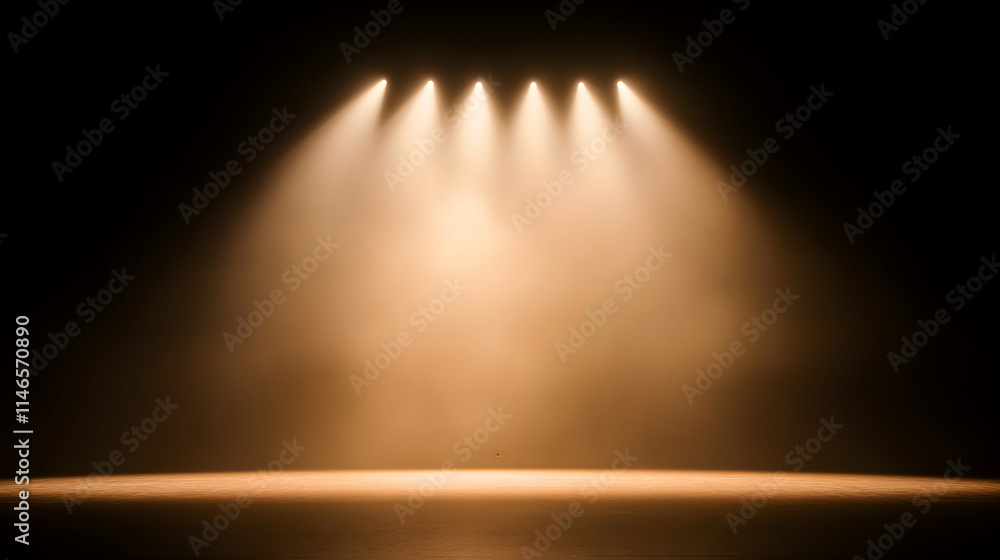 Poster dramatic spotlight on an empty stage creating a captivating visual atmosphere.