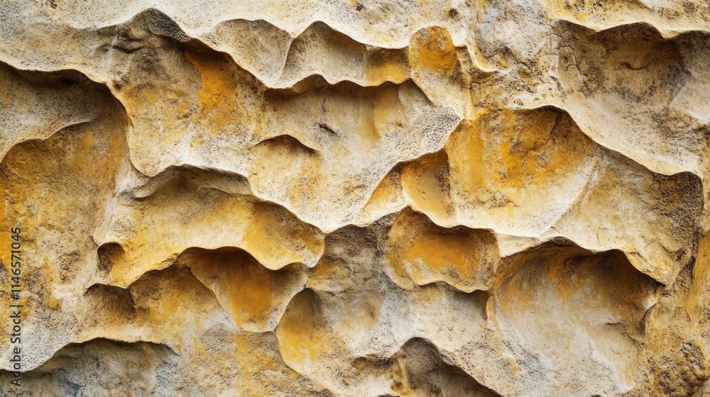 Poster textured rock surface with natural erosion patterns and warm tones.