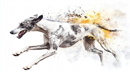 Whippet in Motion: A Watercolor Portrait of Canine Speed and Grace