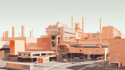 Futuristic Industrial Complex in Warm Tones