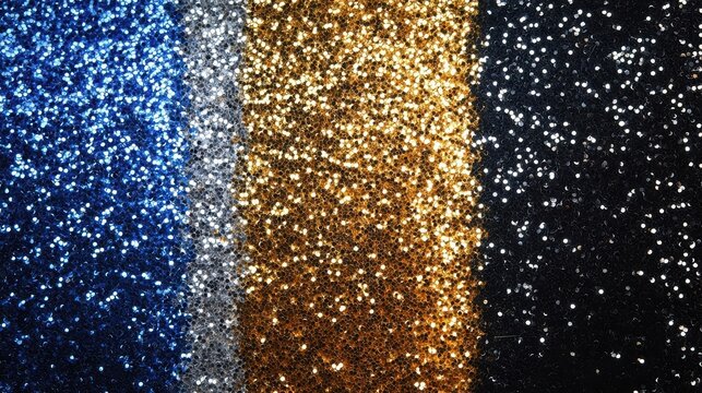 glittering background texture of blue silver gold and black sequ
