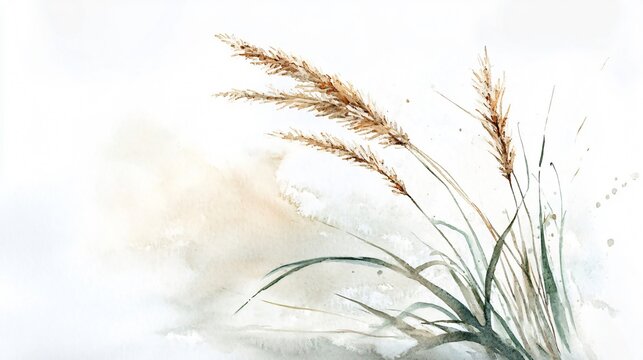 Elegant Watercolor Grass - Botanical Wall Art, Nature Decor, Modern Minimalist Painting