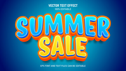Summer sale 3d text style editable text effect