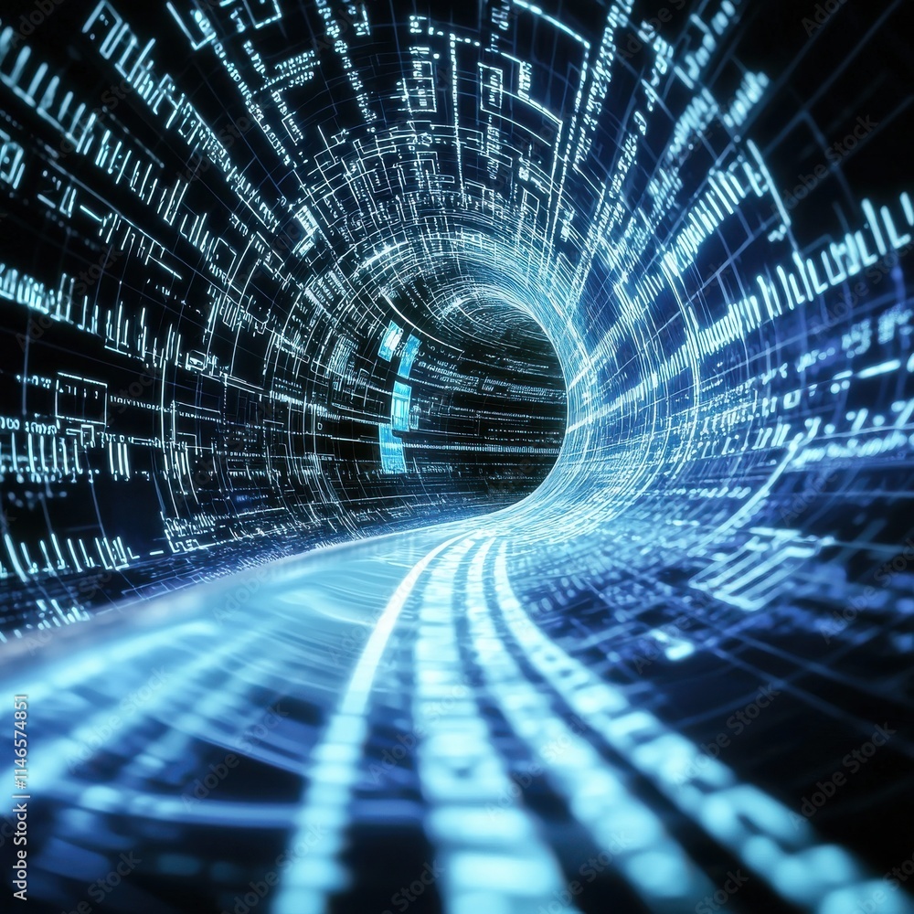 Aufkleber exploring encrypted digital data transmission in a modern virtual environment futuristic perspective