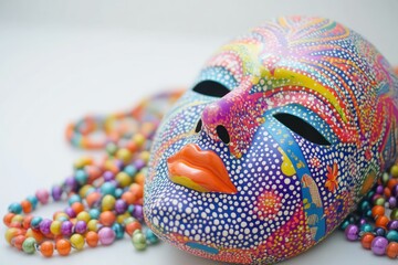 Naklejka premium Vibrant Mardi Gras Mask with Colorful Patterns