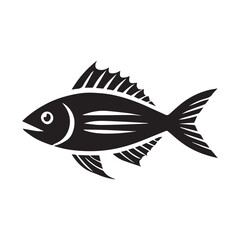 Fish Icon Black and White Vector Graphic