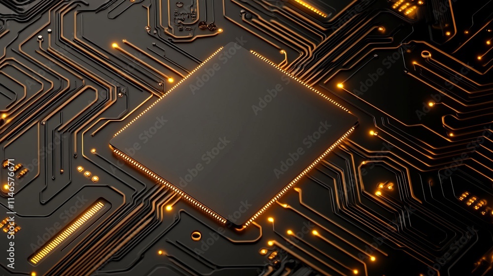 Poster high tech circuit board with central processing unit