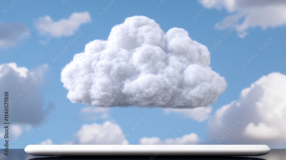 Aufkleber a digital cloud floats above a sleek device, symbolizing cloud computing and modern technology in a 