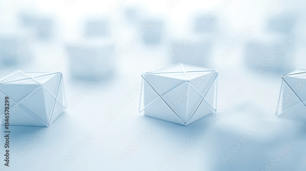 Poster a serene composition of soft-focus white paper boxes, creating a minimalist and calming visual arran