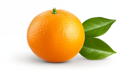 Orange with leaves isolated on white background